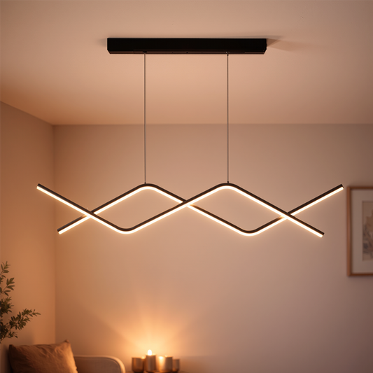 Suspended LED chandelier with remote control ZIGZAG 27W, Cold/Warm/Neutral light, Dimmable, Black, Height Adjustable LED Chandeliers with Remote Control Default Title Alessandro Design