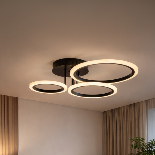 LED Chandelier with remote control BETTY 40W, 3 Circles, Cold/Warm/Neutral light, Dimmable, Black LED Chandeliers with Remote Control Default Title Alessandro Design