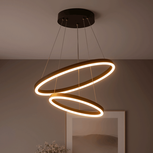 Suspended LED Chandelier with Remote Control CASIANA 40W, 2 Circles, Cold/Warm/Neutral Light 3000K/4000K/6000K, Dimmable, Black, Adjustable Height, Metal and Acrylic LED Chandeliers with Remote Control Default Title Alessandro Design