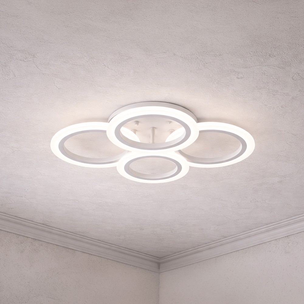 LED chandelier with remote control BETTY 43W, 4 Circles, Cold/Warm/Neutral light, Dimmable, White LED chandelier with remote control Default Title Alessandro Design