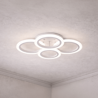 LED chandelier with remote control BETTY 43W, 4 Circles, Cold/Warm/Neutral light, Dimmable, White LED chandelier with remote control Default Title Alessandro Design