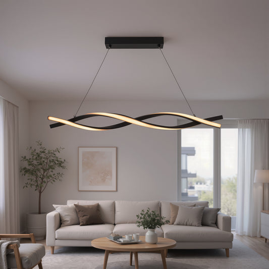 Suspended LED Chandelier with Remote Control, FLUX, 27W, 116cm, Cold/Warm/Neutral Light 3000K/4000K/6000K, Dimmable, Black, Adjustable Height, Metal and Silicone Modern Chandeliers Default Title Alessandro Design