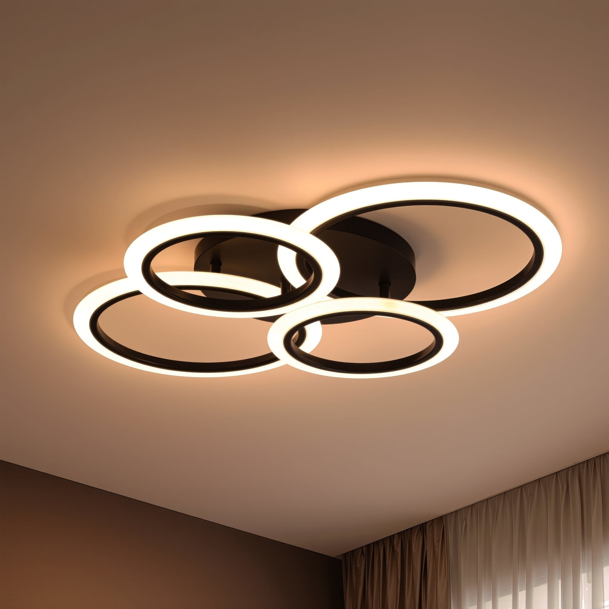 LED Chandelier with Remote Control BETTY 43W, 4 Circles, Cold/Warm/Neutral Light, Dimmable, Black LED Chandeliers with Remote Control Default Title Alessandro Design