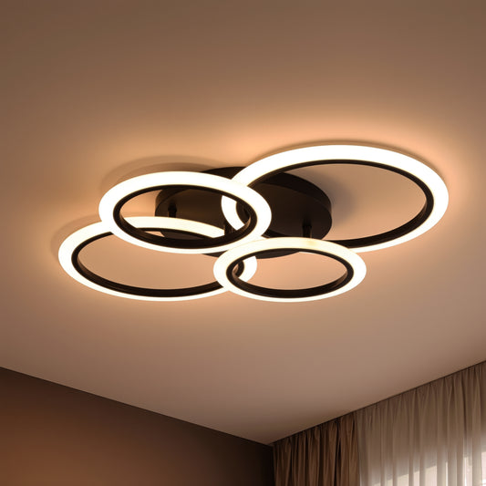 LED Chandelier with Remote Control BETTY 43W, 4 Circles, Cold/Warm/Neutral Light, Dimmable, Black LED Chandeliers with Remote Control Default Title Alessandro Design