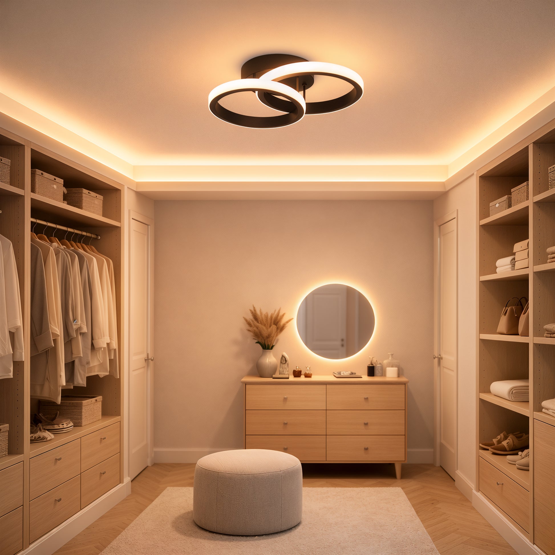 LED Chandelier VERTEX CIRCULA 21W, 2 Circles, Metal Frames, Cool/Warm/Neutral Light 3000K/4000K/6000K, Black, Metal LED Chandeliers Default Title Alessandro Design