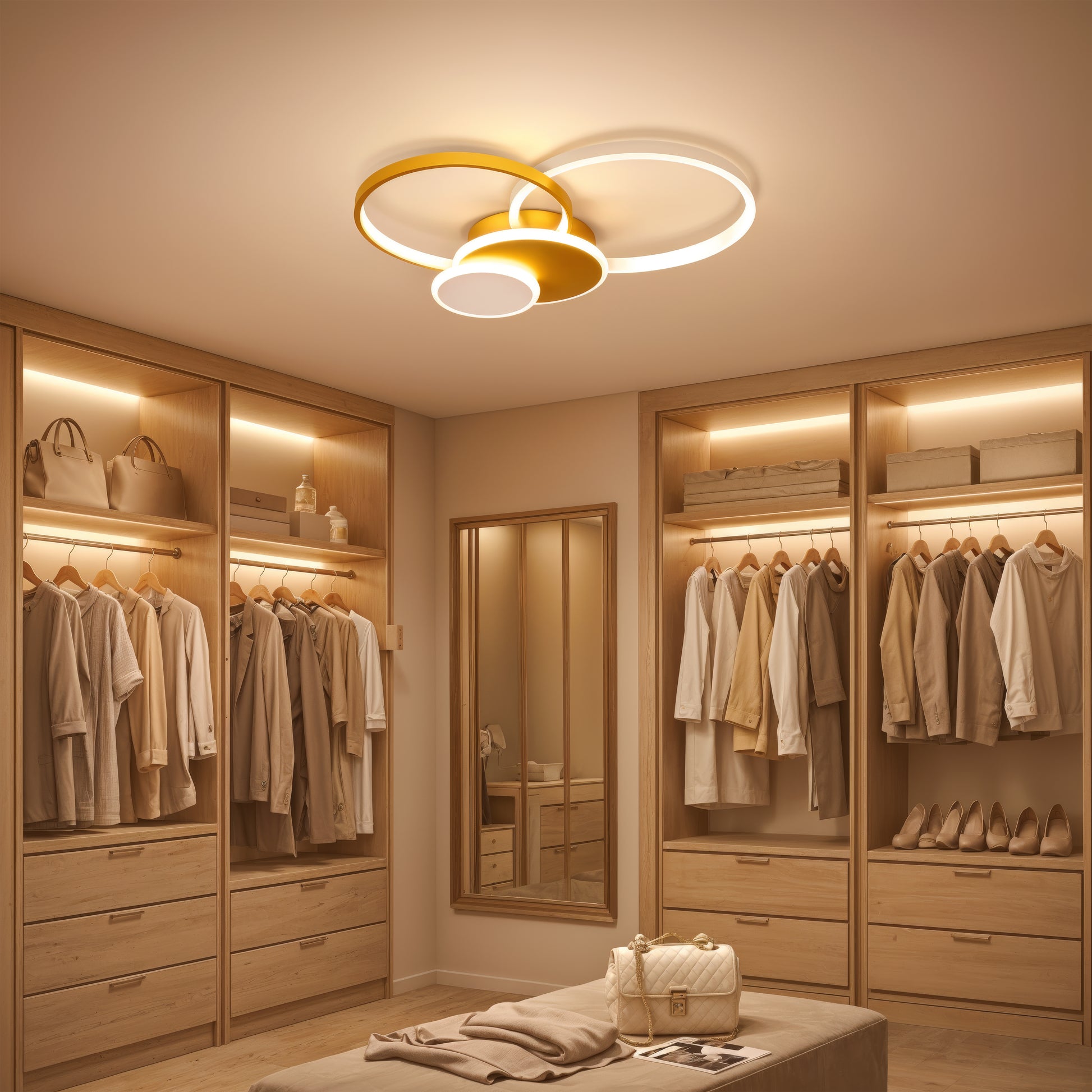 LED Chandelier with Remote Control KILLIAN 80W, 4 Circles, Cold/Warm/Neutral Light, Dimmable, Gold LED Chandeliers with Remote Control Default Title Alessandro Design