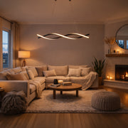Suspended LED Chandelier with Remote Control, FLUX, 27W, 116cm, Cold/Warm/Neutral Light 3000K/4000K/6000K, Dimmable, Black, Adjustable Height, Metal and Silicone Modern Chandeliers Default Title Alessandro Design