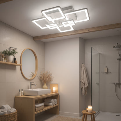 LED chandelier with remote control ELLA 119W, 6 Squares, Cold/Warm/Neutral light, Dimmable, White LED chandelier with remote control Default Title Alessandro Design