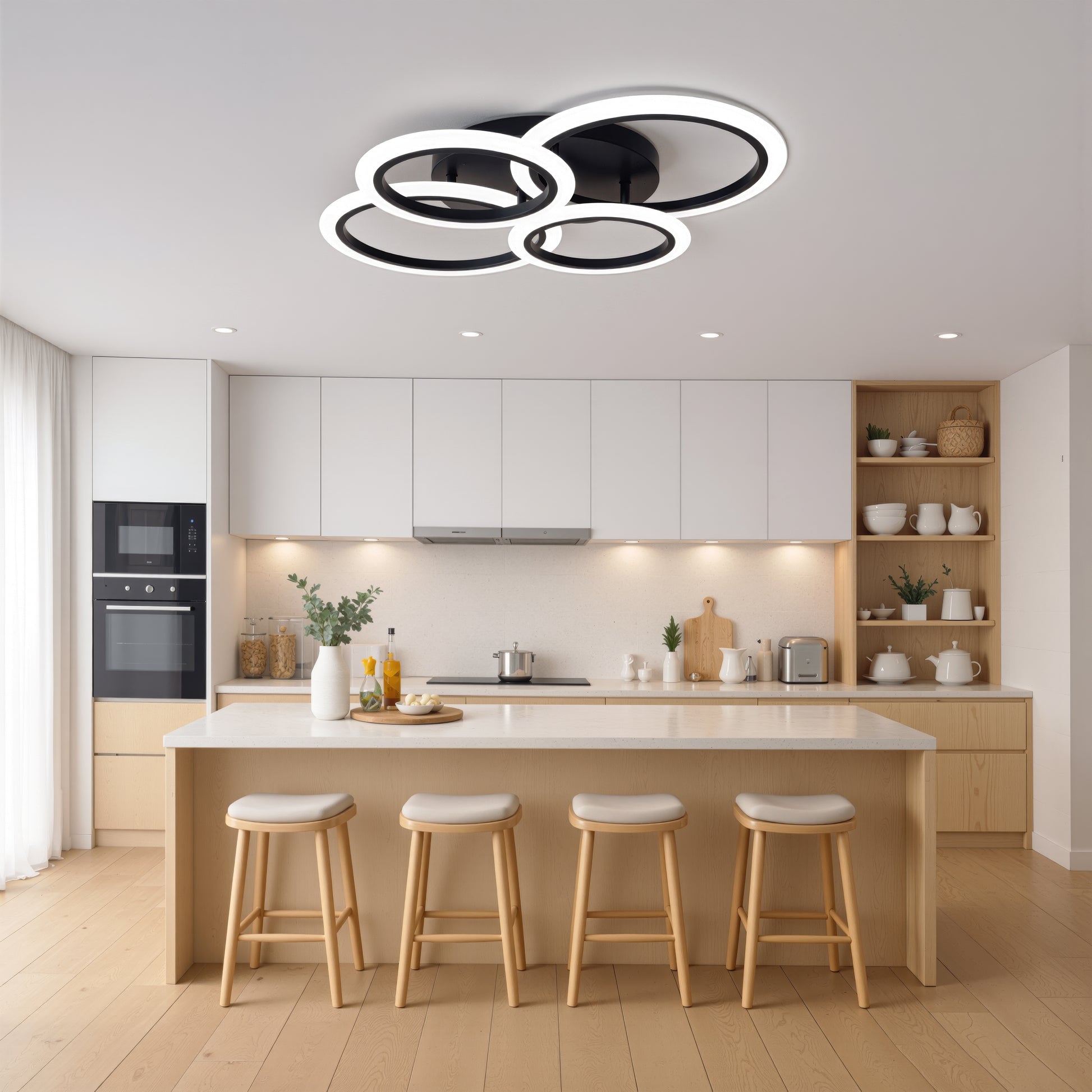 LED Chandelier with Remote Control BETTY 43W, 4 Circles, Cold/Warm/Neutral Light, Dimmable, Black LED Chandeliers with Remote Control Default Title Alessandro Design