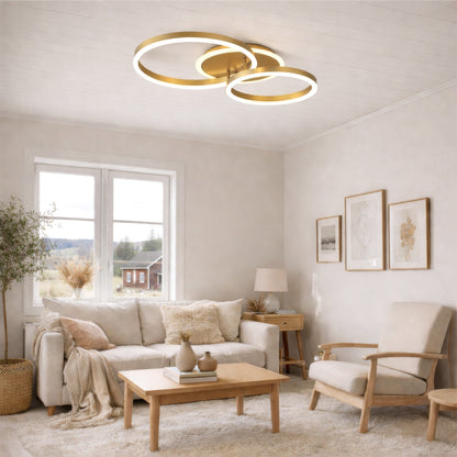 LED Chandelier with Remote Control RINOVA 66W, 2 Circles, Cold/Warm/Neutral Light, Dimmable, Shiny Gold LED Chandeliers with Remote Control Default Title Alessandro Design