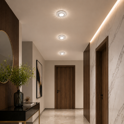 Spot LED ORBITA, 5W, Rotund, Lumina Rece + RGB, Alb, Rasina si Sticla
