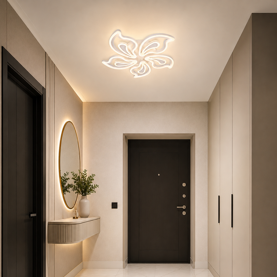 LED chandelier with remote control GLORIOSA 95W, 5 Petals, Cold/Warm/Neutral light, Dimmable, White LED chandelier with remote control Default Title Alessandro Design