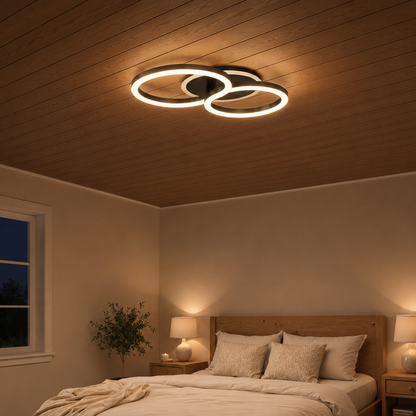 LED Chandelier with remote control RINOVA 66W, 2 Circles, Cold/Warm/Neutral light, Dimmable, Black LED Chandeliers with Remote Control Default Title Alessandro Design