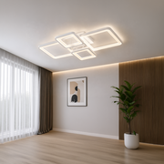 LED chandelier with remote control ELLA 67W, 4 Squares, Cold/Warm/Neutral light, Dimmable, White LED chandelier with remote control Default Title Alessandro Design