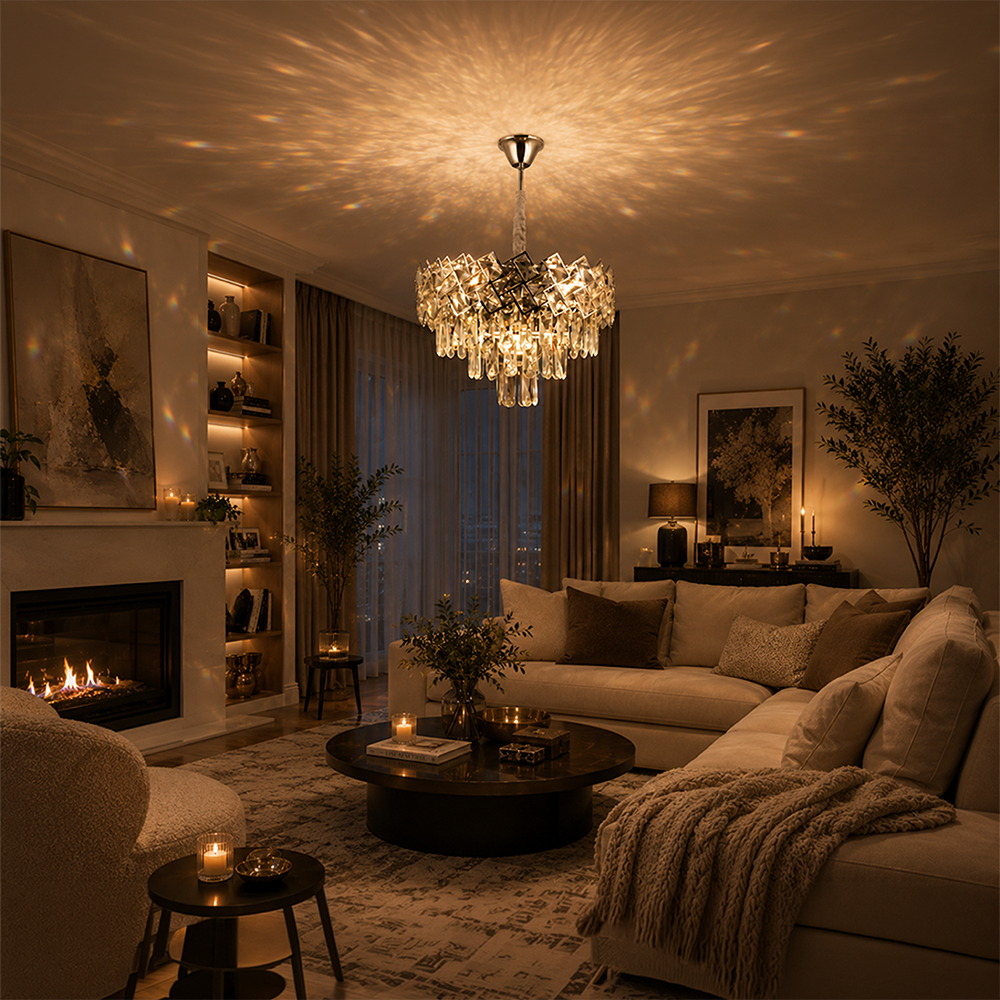 Crystal Chandelier WINDSOR Nobile 5xE14, Diameter 39cm, Shiny Chrome, Adjustable Height Crystal Chandeliers Default Title Alessandro Design