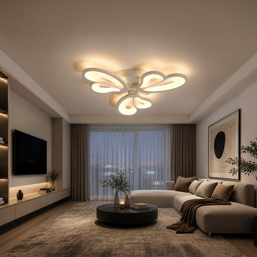 LED chandelier with remote control BLOSSOM 40W, 3 Petals, Cold/Warm/Neutral light, Dimmable, White LED chandelier with remote control Default Title Alessandro Design