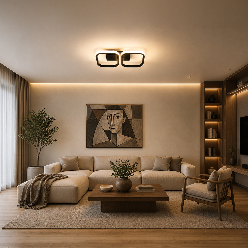 LED Chandelier VERTEX 21W, 2 Squares, Linear, Cold/Warm/Neutral light, Black LED Chandeliers Default Title Alessandro Design