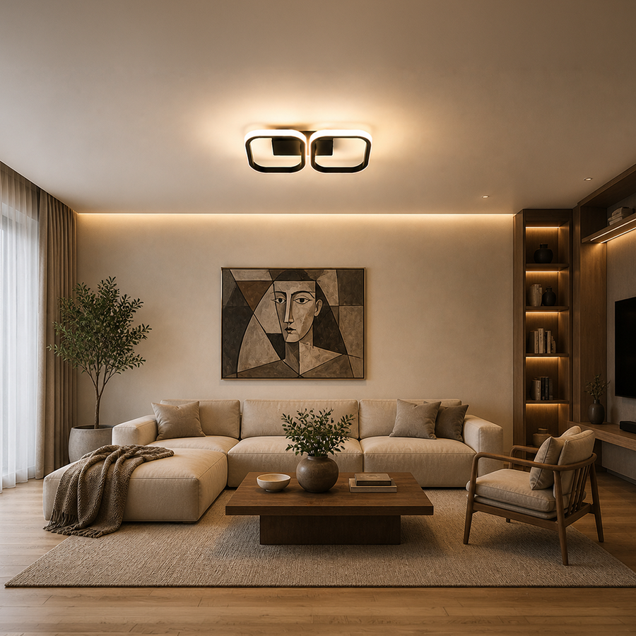 LED Chandelier VERTEX 21W, 2 Squares, Linear, Cold/Warm/Neutral light, Black LED Chandeliers Default Title Alessandro Design