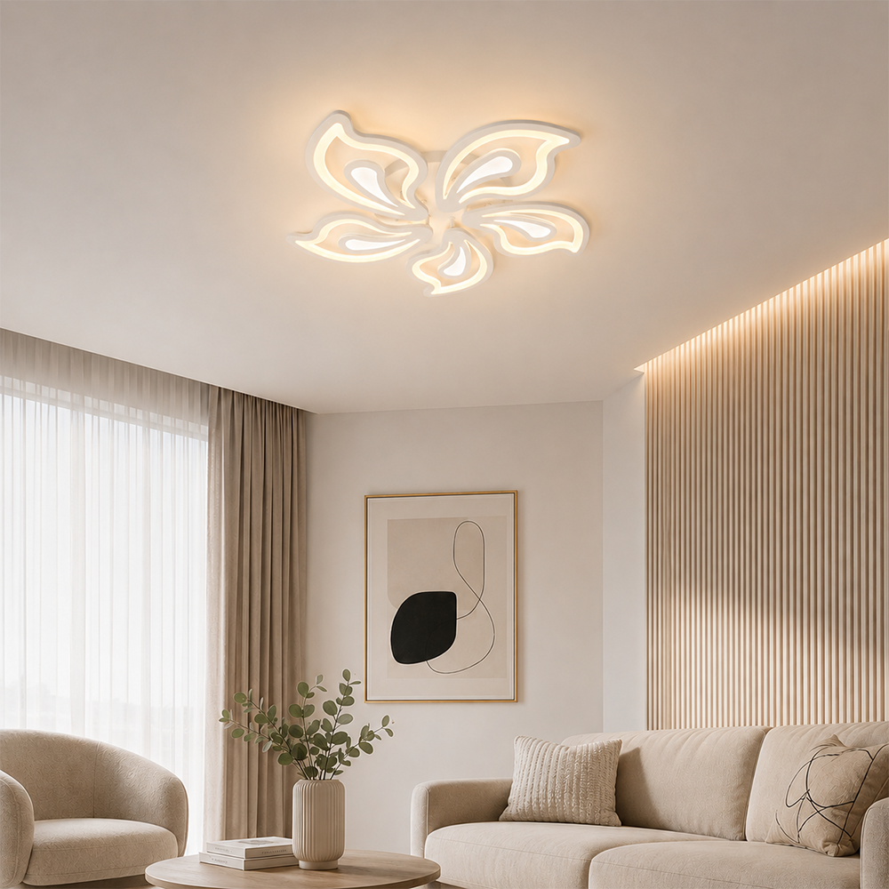 LED chandelier with remote control LILY 86W, 5 Elements, Cold/Warm/Neutral light, Dimmable, White LED chandelier with remote control Default Title Alessandro Design