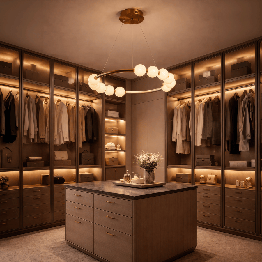 LED Pendant Light Acrylic Nova 57W with Remote Control, Dimmable, 3000K/4000K/6000K, Gold, Metal and Acrylic LED Chandeliers with Remote Control Default Title Alessandro Design