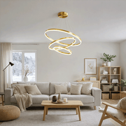 Suspended LED chandelier with remote control ELIZABETH, 85W, 3 Circles, Cold/Warm/Neutral light, Dimmable, Shiny Gold, Height Adjustable LED Chandeliers with Remote Control Default Title Alessandro Design