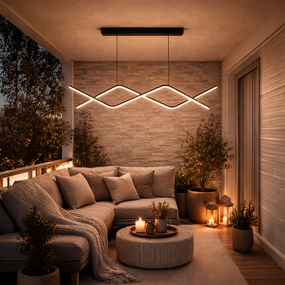 Suspended LED chandelier with remote control ZIGZAG 27W, Cold/Warm/Neutral light, Dimmable, Black, Height Adjustable LED Chandeliers with Remote Control Default Title Alessandro Design
