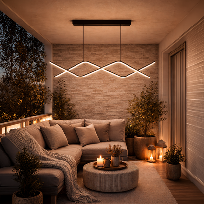 Suspended LED chandelier with remote control ZIGZAG 27W, Cold/Warm/Neutral light, Dimmable, Black, Height Adjustable LED Chandeliers with Remote Control Default Title Alessandro Design