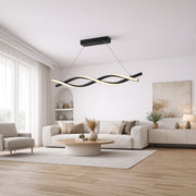 Suspended LED Chandelier with Remote Control, FLUX, 27W, 116cm, Cold/Warm/Neutral Light 3000K/4000K/6000K, Dimmable, Black, Adjustable Height, Metal and Silicone Modern Chandeliers Default Title Alessandro Design
