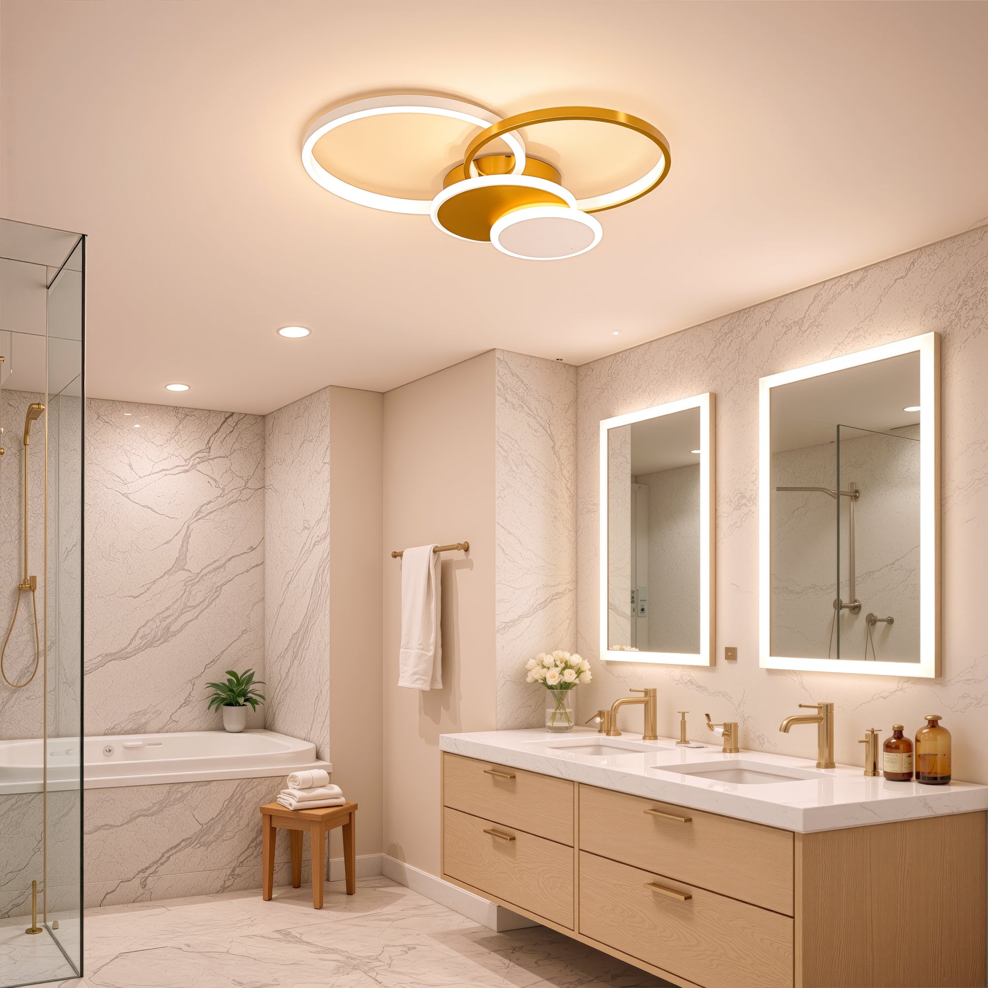 LED Chandelier with Remote Control KILLIAN 80W, 4 Circles, Cold/Warm/Neutral Light, Dimmable, Gold LED Chandeliers with Remote Control Default Title Alessandro Design