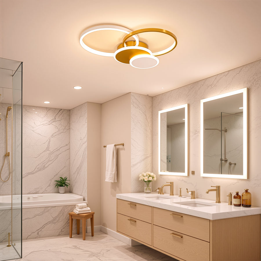 LED Chandelier with Remote Control KILLIAN 80W, 4 Circles, Cold/Warm/Neutral Light, Dimmable, Gold LED Chandeliers with Remote Control Default Title Alessandro Design