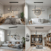 Suspended LED chandelier with remote control DAMARA 44W, Cold/Warm/Neutral light, Dimmable, Black, Height Adjustable LED Chandeliers with Remote Control Default Title Alessandro Design