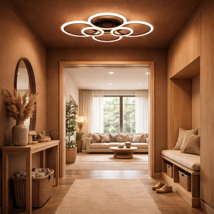 LED Chandelier with Remote Control BETTY 82W, 6 Circles, Cold/Warm/Neutral Light, Dimmable, Black LED Chandeliers with Remote Control Default Title Alessandro Design
