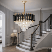 Crystal Chandelier VERSAILLES Nobile 5xE14, Diameter 40cm, Shiny Gold and Black Crystal Chandeliers Default Title Alessandro Design