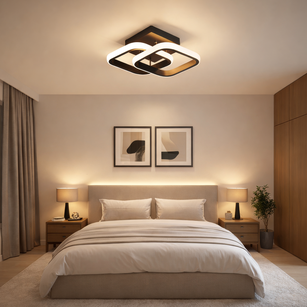 LED Chandelier VERTEX Matrix Overlapping Diamonds, Metal Frames, 24W, 2 Diamonds, Cold/Warm/Neutral Light 3000K/4000K/6000K, Black, Metal and Silicone LED Chandelier Default Title Alessandro Design