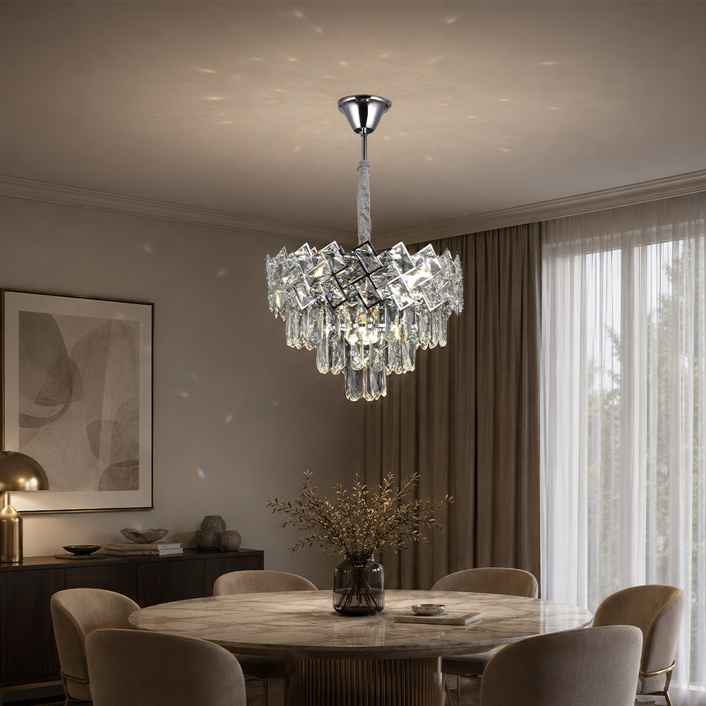 Crystal Chandelier WINDSOR Nobile 5xE14, Diameter 39cm, Shiny Chrome, Adjustable Height Crystal Chandeliers Default Title Alessandro Design