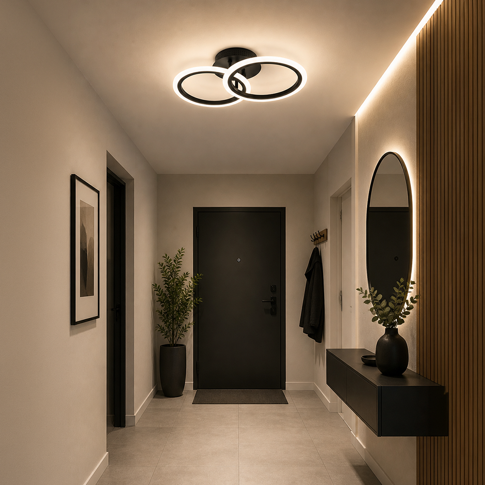 LED Chandelier with remote control BETTY 27W, 2 Circles, Cold/Warm/Neutral light, Dimmable, Black LED Chandeliers with Remote Control Default Title Alessandro Design