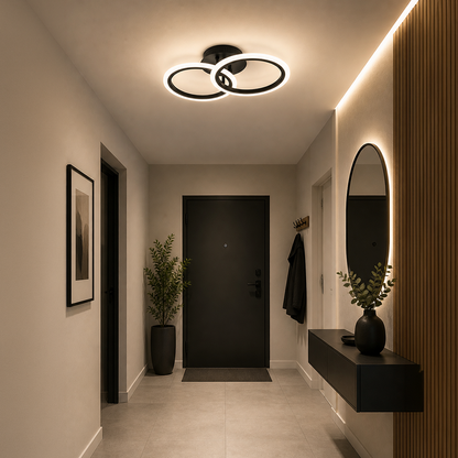 LED Chandelier with remote control BETTY 27W, 2 Circles, Cold/Warm/Neutral light, Dimmable, Black LED Chandeliers with Remote Control Default Title Alessandro Design
