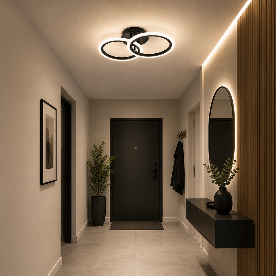 LED Chandelier with remote control BETTY 27W, 2 Circles, Cold/Warm/Neutral light, Dimmable, Black LED Chandeliers with Remote Control Default Title Alessandro Design