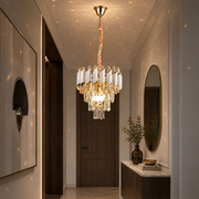 Crystal Chandelier VERSAILLES Petito 3xE14, Diameter 30cm, Shiny Gold and White, Adjustable Height, Metal and Crystal Crystal Chandeliers Default Title Alessandro Design