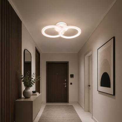 LED chandelier with remote control BETTY 27W, 2 Circles, Cold/Warm/Neutral light, Dimmable, White LED chandelier with remote control Default Title Alessandro Design
