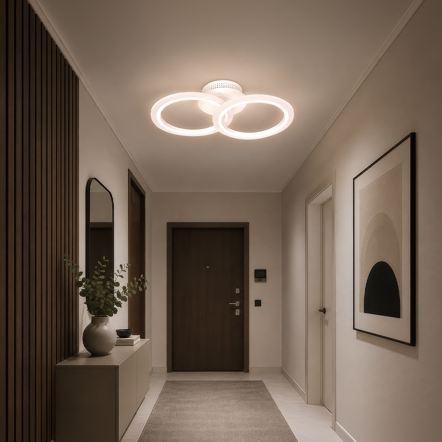 LED chandelier with remote control BETTY 27W, 2 Circles, Cold/Warm/Neutral light, Dimmable, White LED chandelier with remote control Default Title Alessandro Design