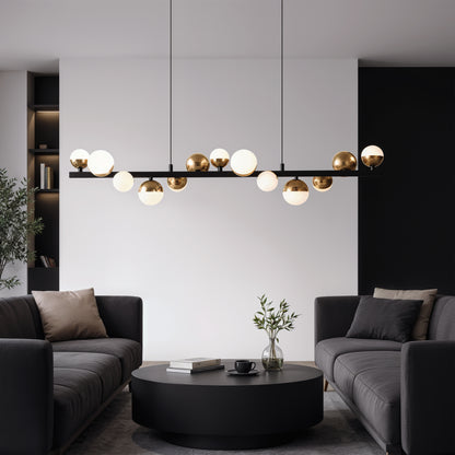 Aurion 29W Acrylic LED Hanging Chandelier with Remote Control, Dimmable, Black Gold, Metal and Acrylic LED Chandeliers with Remote Control Default Title Alessandro Design