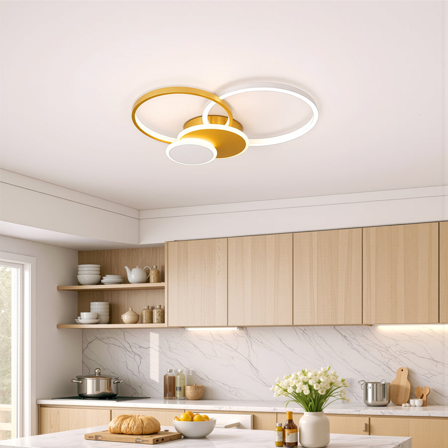 LED Chandelier with Remote Control KILLIAN 80W, 4 Circles, Cold/Warm/Neutral Light, Dimmable, Gold LED Chandeliers with Remote Control Default Title Alessandro Design