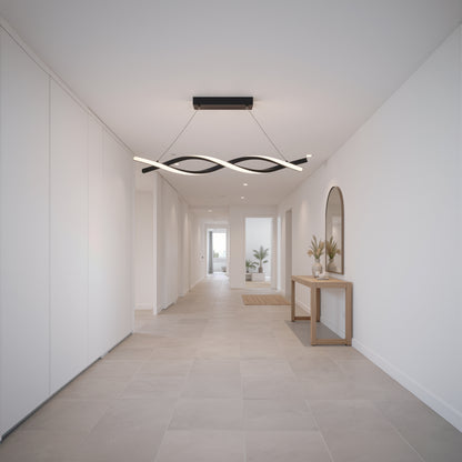 Suspended LED Chandelier with Remote Control, FLUX, 27W, 116cm, Cold/Warm/Neutral Light 3000K/4000K/6000K, Dimmable, Black, Adjustable Height, Metal and Silicone Modern Chandeliers Default Title Alessandro Design