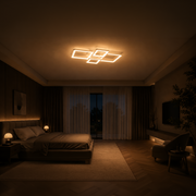 LED chandelier with remote control ELLA 67W, 4 Squares, Cold/Warm/Neutral light, Dimmable, White LED chandelier with remote control Default Title Alessandro Design