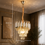 Crystal Chandelier VERSAILLES Petito 3xE14, Diameter 30cm, Shiny Gold and White, Adjustable Height, Metal and Crystal Crystal Chandeliers Default Title Alessandro Design