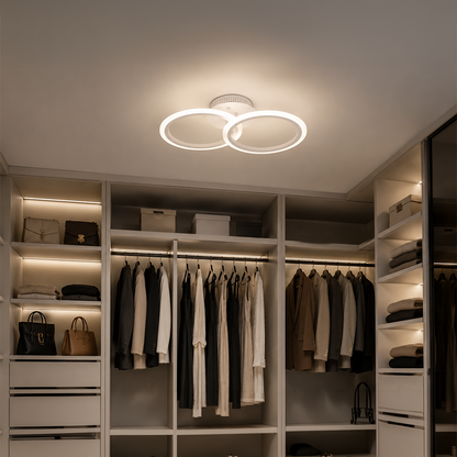 LED chandelier with remote control BETTY 27W, 2 Circles, Cold/Warm/Neutral light, Dimmable, White LED chandelier with remote control Default Title Alessandro Design