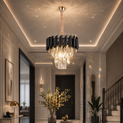 Crystal Chandelier VERSAILLES Petito 3xE14, Diameter 30cm, Shiny Gold and Black, Adjustable Height Crystal Chandelier Default Title Alessandro Design