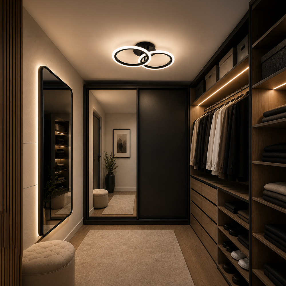 LED Chandelier with remote control BETTY 27W, 2 Circles, Cold/Warm/Neutral light, Dimmable, Black LED Chandeliers with Remote Control Default Title Alessandro Design