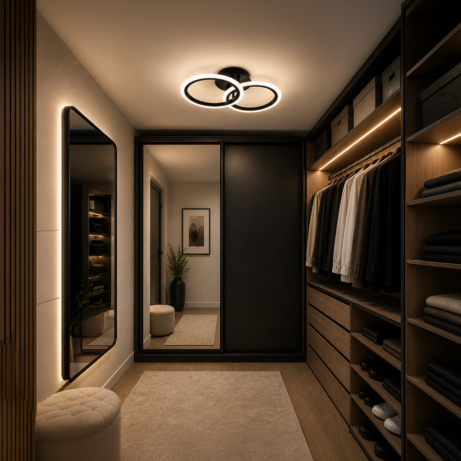 LED Chandelier with remote control BETTY 27W, 2 Circles, Cold/Warm/Neutral light, Dimmable, Black LED Chandeliers with Remote Control Default Title Alessandro Design